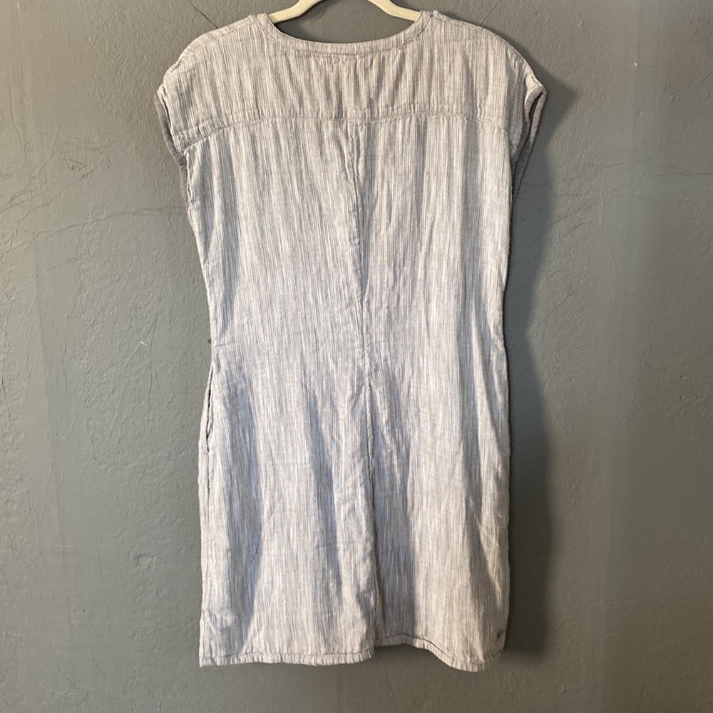 Kuhl Gray Grey Striped Riviera Shirt Dress  with Pockets Size Medium - Picture 8 of 9